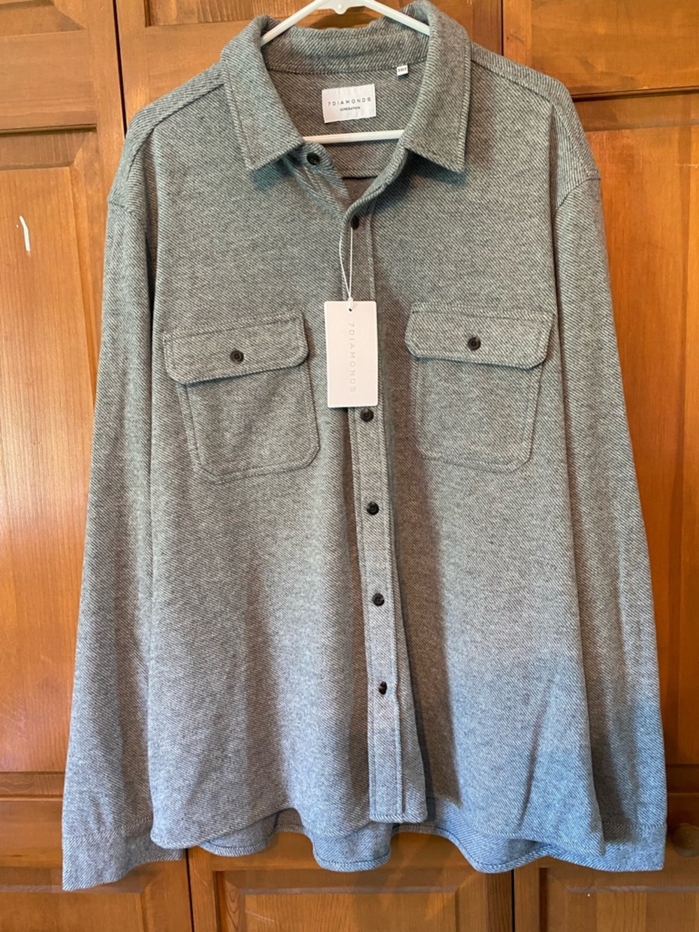 7 Diamonds Grey Herringbone Collar Shacket NWT